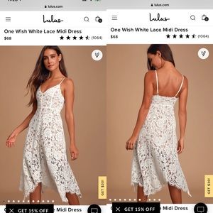 White dress, with lace. Adjustable straps.